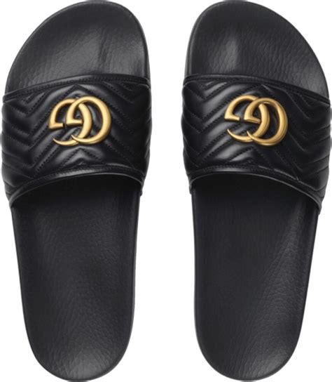 gucci black and gold slides|Gucci slides all black.